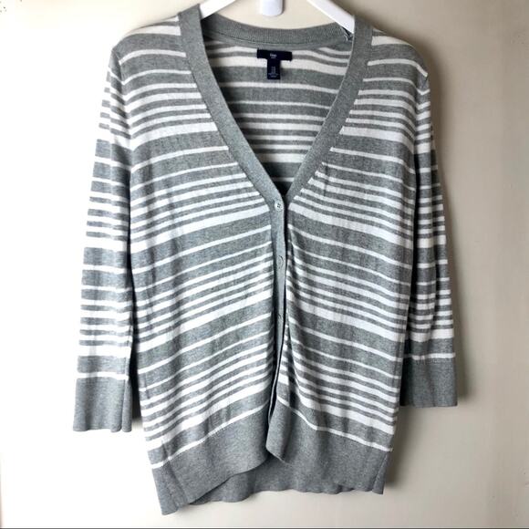 Gap Women's 3/4 Sleeve  Stripe Cardigan  Size M - Picture 1 of 7